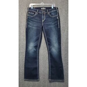 Silver Jeans‎ Womens 31x33 Blue Aiko Bootcut Dark Denim Western Cowgirl EUC